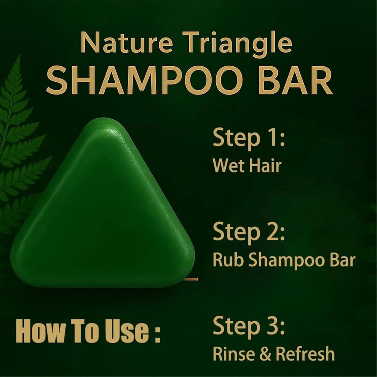 Green Triangle Soap Shampoo Bar with Usman Grass - Natural Cypress Leaf Solid Shampoo Bar for Natural Herbal Hair Care, Calming