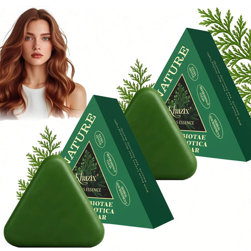 Green Triangle Soap Shampoo Bar with Usman Grass - Natural Cypress Leaf Solid Shampoo Bar for Natural Herbal Hair Care, Calming